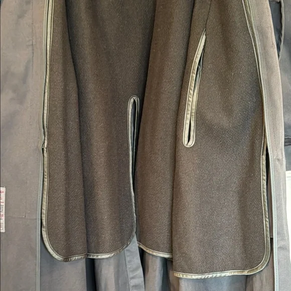 London Fog by Greenwood Charcoal Classic Wool Lined Trench Coat Size 42 Reg.